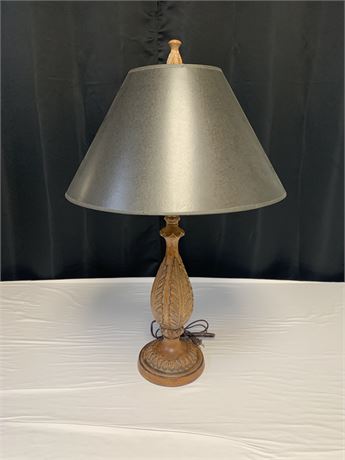 Wooden Carved Base Table Lamp