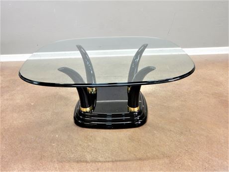 Contemporary Black and Glass Top Coffee Table
