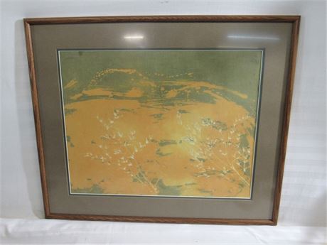Framed Double Matted 1975 Abstract Print -Impressions in Batik- James L Kirkell