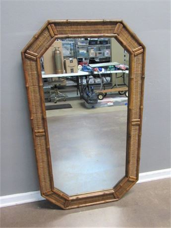 American of Martinsville Mirror w/ Faux Bamboo & Wicker Frame