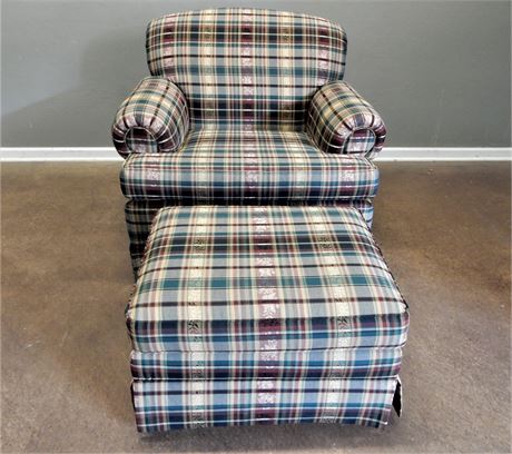 Smith Brothers Custom Fabric Chair and Ottoman