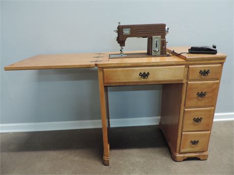 Vintage Domestic Sewing Machine in Original Cabinet