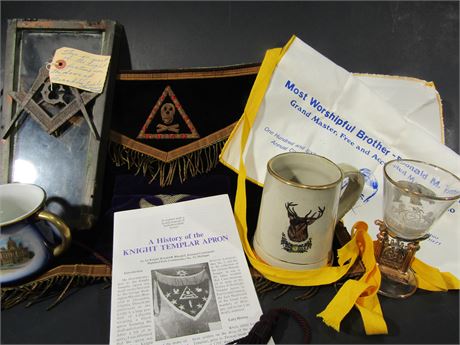 Knights Templar/Mason Collection, Apron, Franklyn Circle Masonic Temple and More