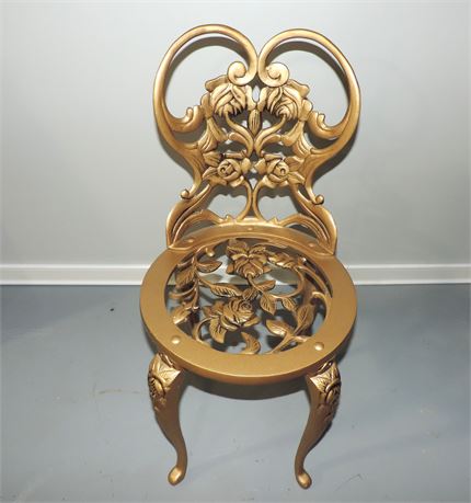 Ornate Gold Tone Accent Chair