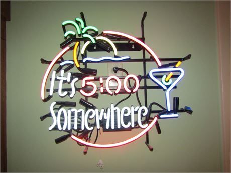 "It's 5:00 Somewhere" Neon Light Sign, Home Beer Bar Pub Wall Sign