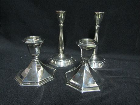 4 Piece WM A. Rogers and Wallace Silversmith "5010" Candle Stick Holders,