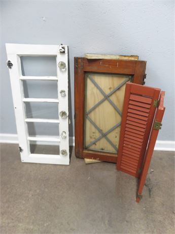 Vintage Window Pane Cabinet Doors / Shutters