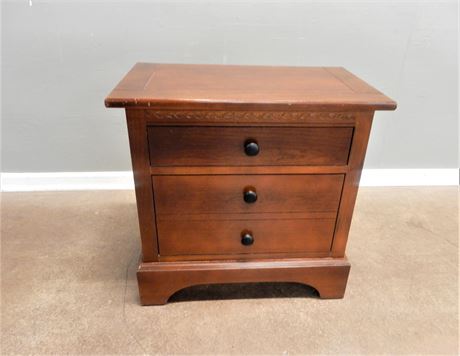 Wood Nightstand with Two Drawers and Wood Knobs