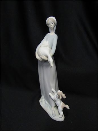 Lladro Girl with Goose and Dog Figurine