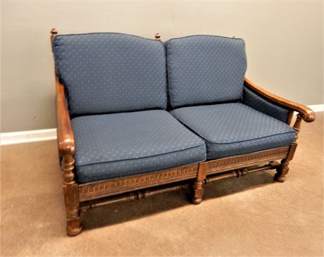 Ethan Allen Traditional Classics Vintage Wood Loveseat