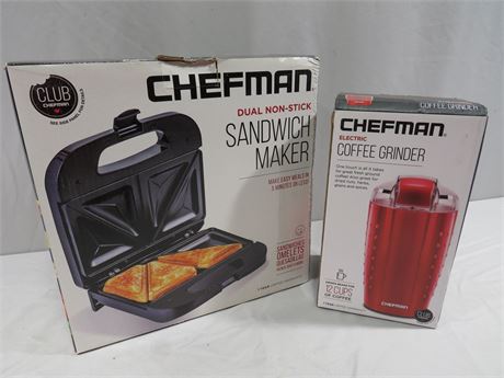 CHEFMAN Dual Non-Stick Sandwich Maker / Electric Coffee Grinder