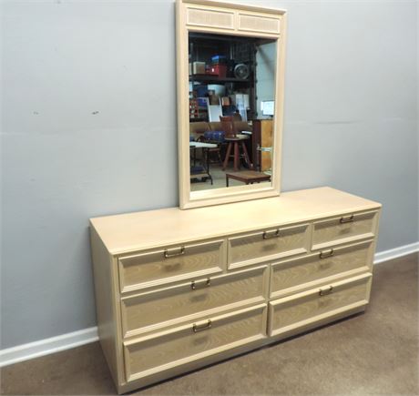 DREXEL Light Wood Dresser / Mirror
