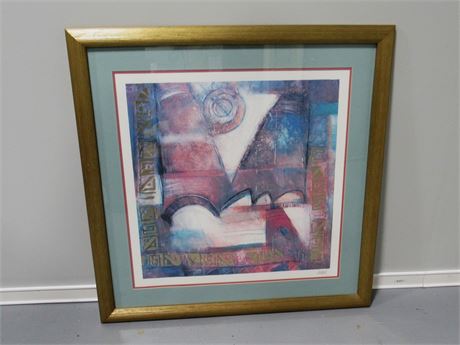 Framed and Double Matted Signed Abstract Print