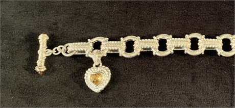 Artisanal Sterling Silver Judith Ripka Bracelet with Charm