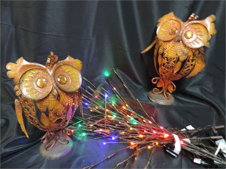 Metal Owl Candle Holders / Illuminated Twigs