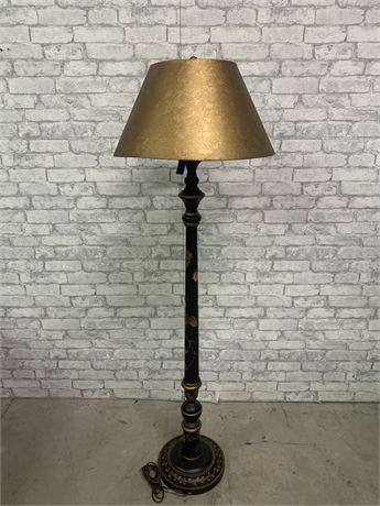 Black and Gold Stenciled Floor Lamp