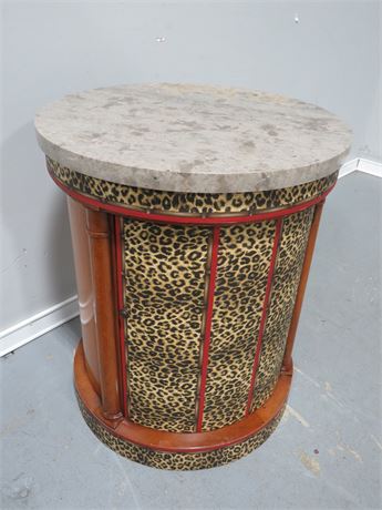 BAKER FURNITURE Granite Top End Table Leopard Print Accents