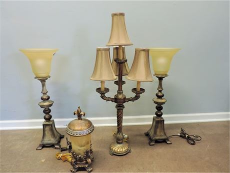 Vintage Brass Table Lamp Set