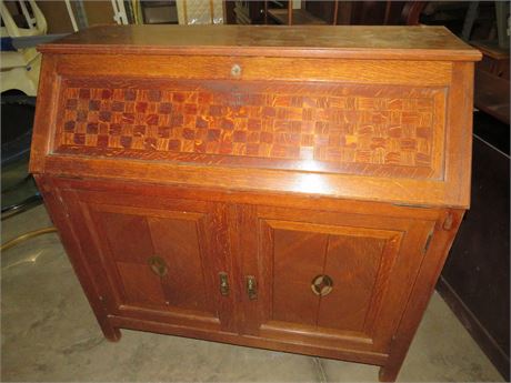 Antique Art Deco Tiger Oak Secretary Desk