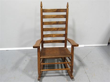 Split Reed Slat-Back Vintage Rocking Chair