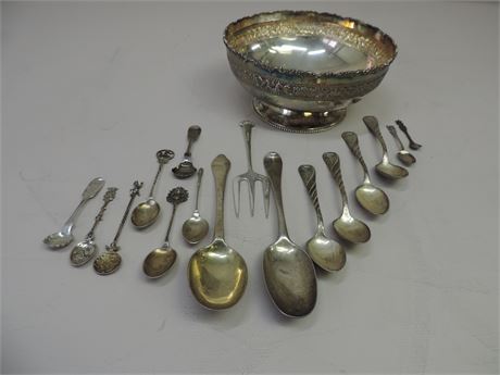 Silver Plate Bowl / Spoons