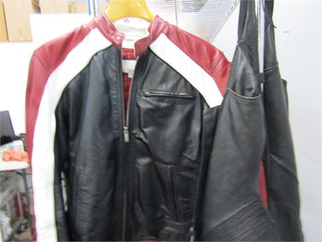 Leather Motorcycle Jacket and Chaps