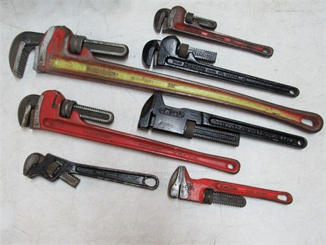 7 Piece Pipe Wrench Lot