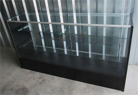 Black Store Display Case with 2 Adjustable Glass Shelves