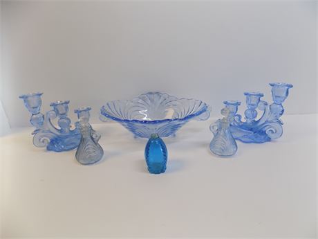 Moonlight Blue Mid-Century Glass Collection