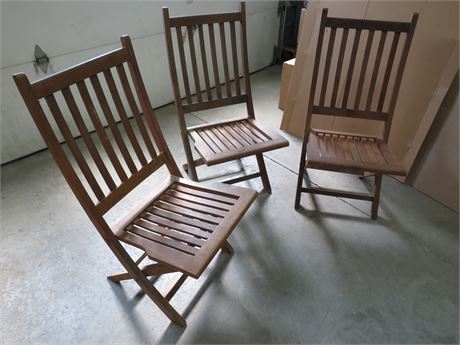 3 Wooden Folding Chairs