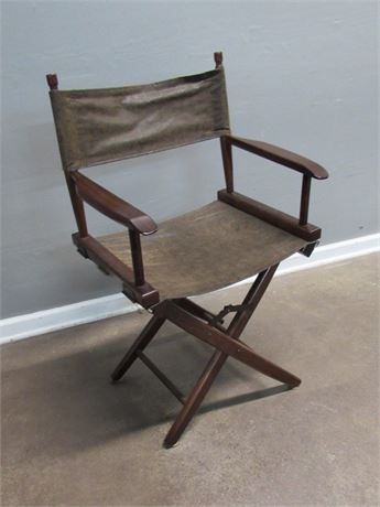 Nice Pier-1 Dark Finished Folding Wood Captains Chair