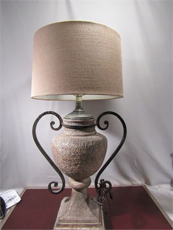 Two Handle Ceramic Table Lamp, with Decorative Trim