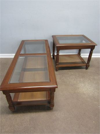 Set of Two Matching Glass Top Tables,