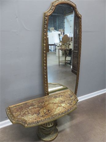 Baroque Style Hall Table & Mirror Set
