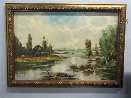 Signed German Landscaping Painting