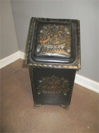 Black Metal Hand Painted 2 Piece Garbage Can