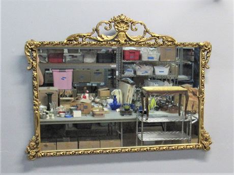 Vintage Mirror with Ornate Gold Finished Gesso Frame