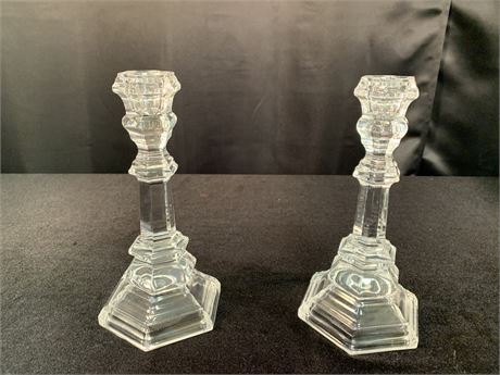 TIFFANY & CO. Clear Crystal Plymouth Candlesticks