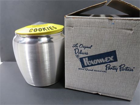 Vintage Kromex Spun Aluminum Deluxe Cookie Can