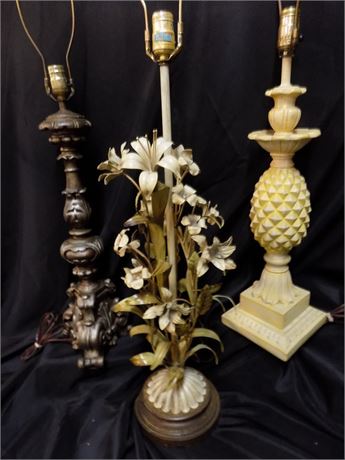 Three Ornate Table Lamps