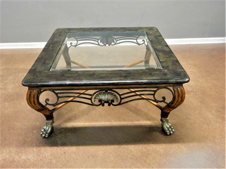 HENREDON Contemporary Black Marble Glass Top Coffee Table