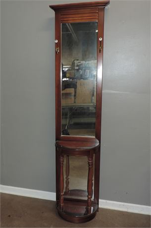 Vintage Entryway Solid Wood Hall Tree with Mirror and Shelf