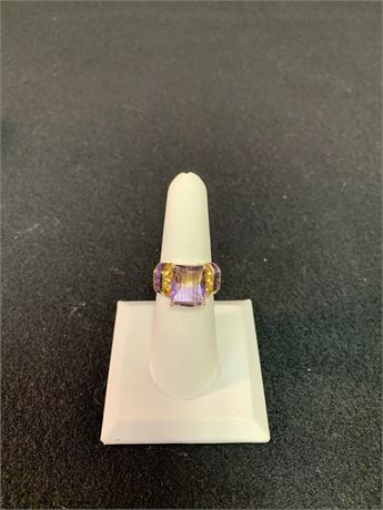Sophisticated Marked10kt Amethyst and Ametrine Ring ~ Revised to size 7