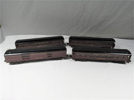 4 O-Scale Pennsylvania Railway Cars with Boxes