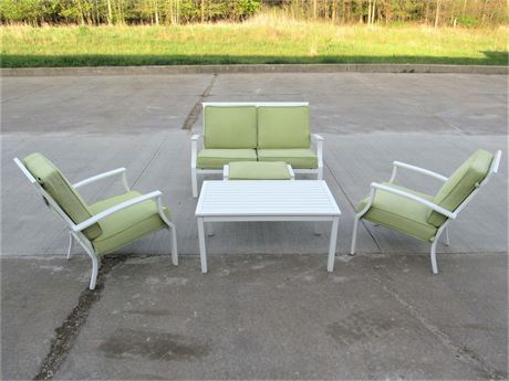 Outdoor Patio Seating Group - Loveseat, Footrest, 2 Chairs and a Coffee Table
