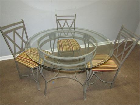 Round Glass Patio Table and Chairs,
