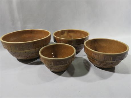 Vintage USA Pottery 4-Piece Bowl Set