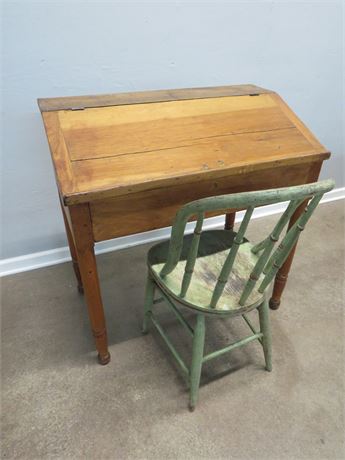 Antique Slant Top Desk w/Chair