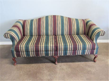 Hickory Hill Striped Upholstered Sofa with Cabriole Legs