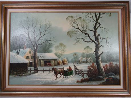 Larry Mayer Original Oil on Canvas Painting "Winter in New England"